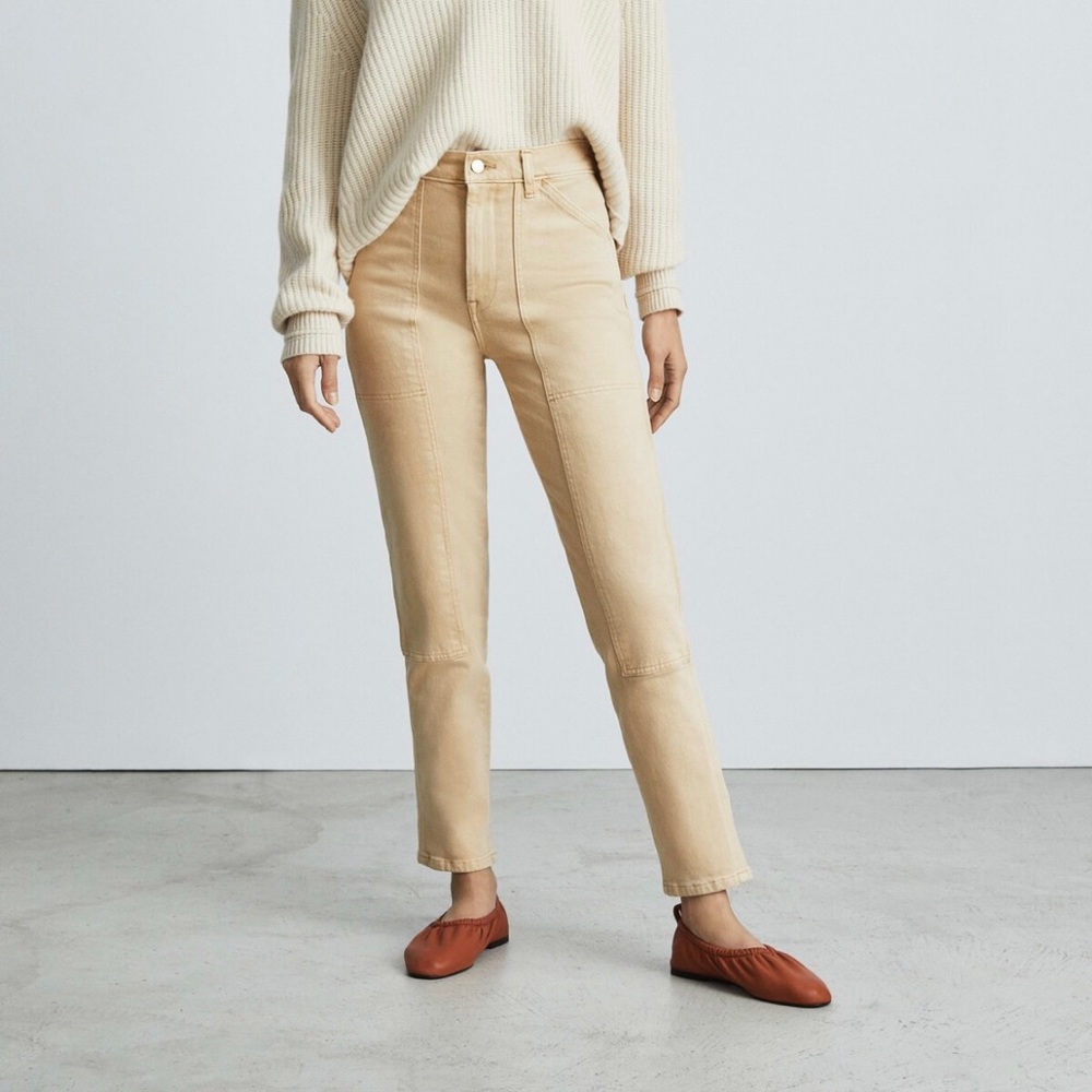 Everlane The Utility Cheeky Straight Leg High Rise Jean in Desert Clay Size 28